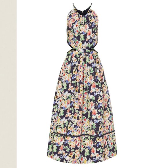 XS - SOMETHING NAVY - Floral Cutout Midi Dress Rent the Runway $195 msrp - Picture 13 of 13